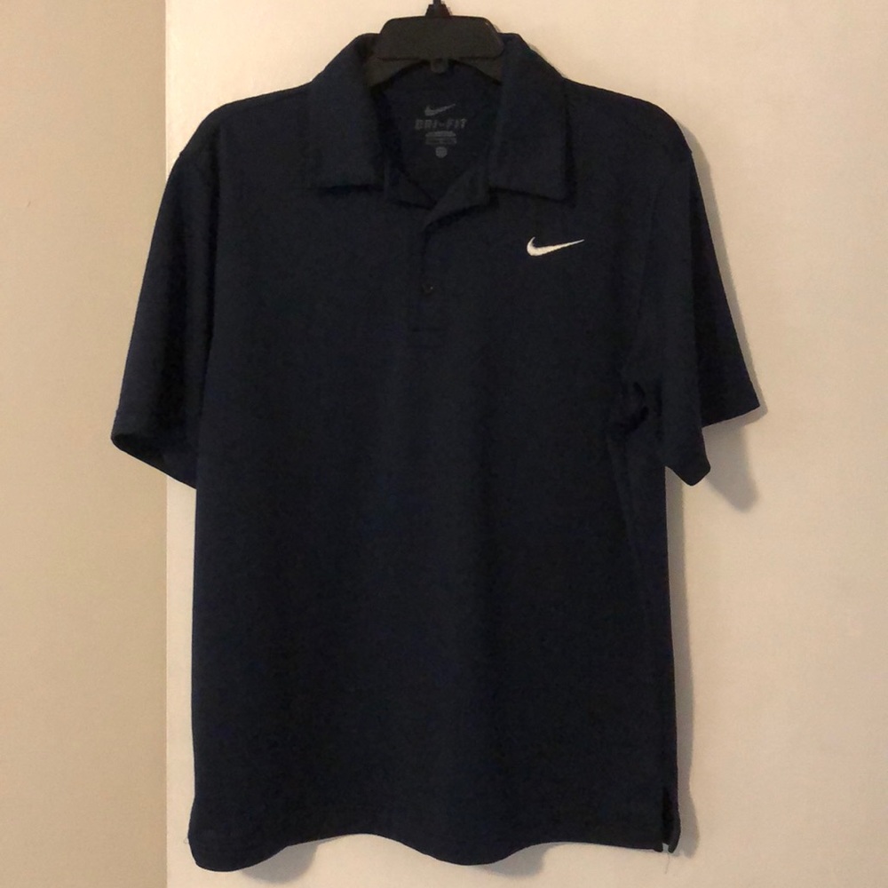 NIKE Dari-Fit Dark Blue Collar Short Sleeve